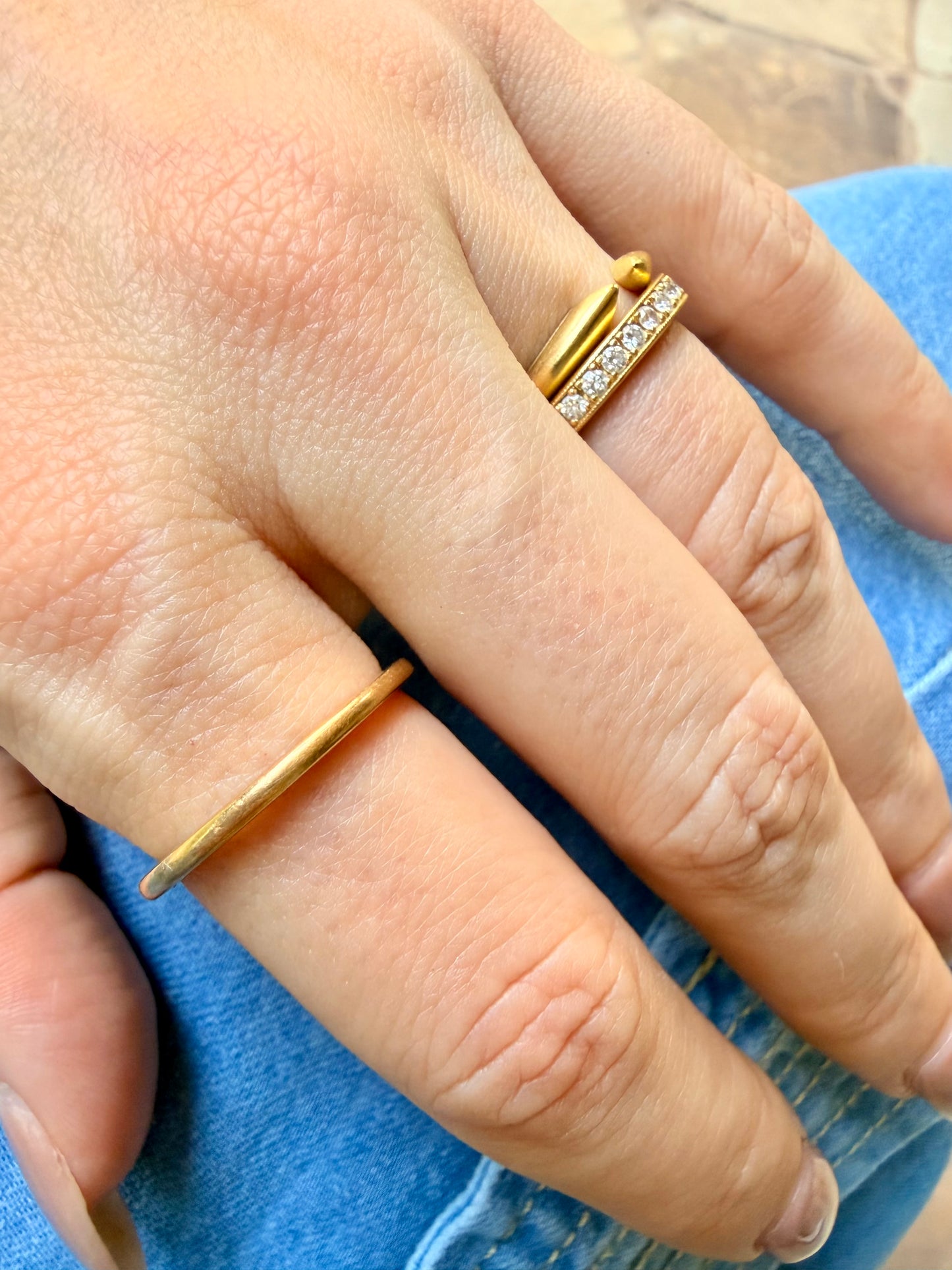 Vintage yellow 14K flat saucer band, size 8.75