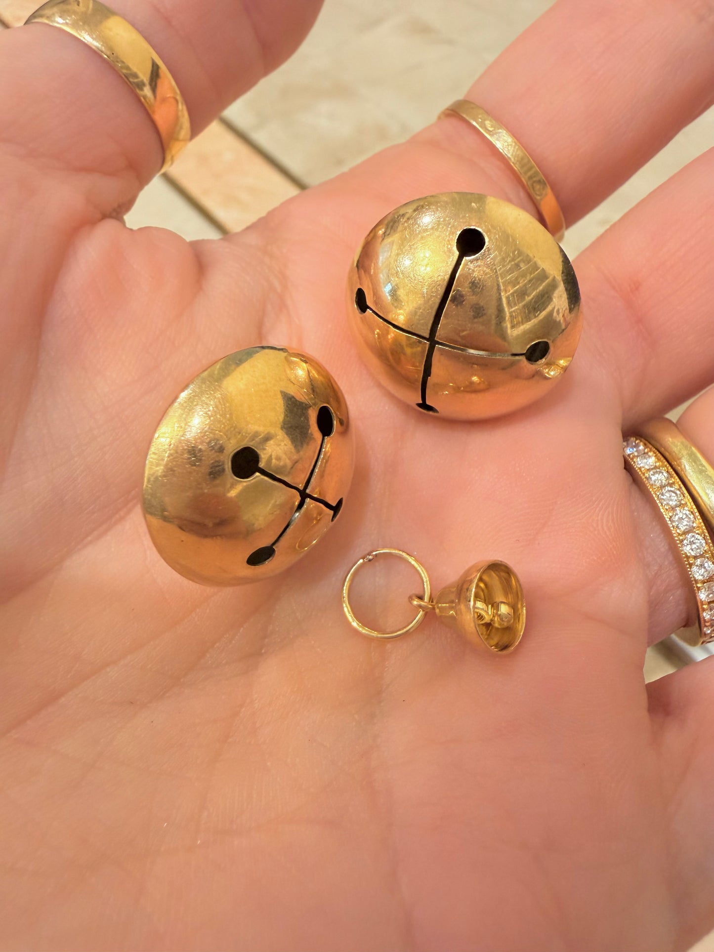 Vintage yellow 14k gold bell charms
