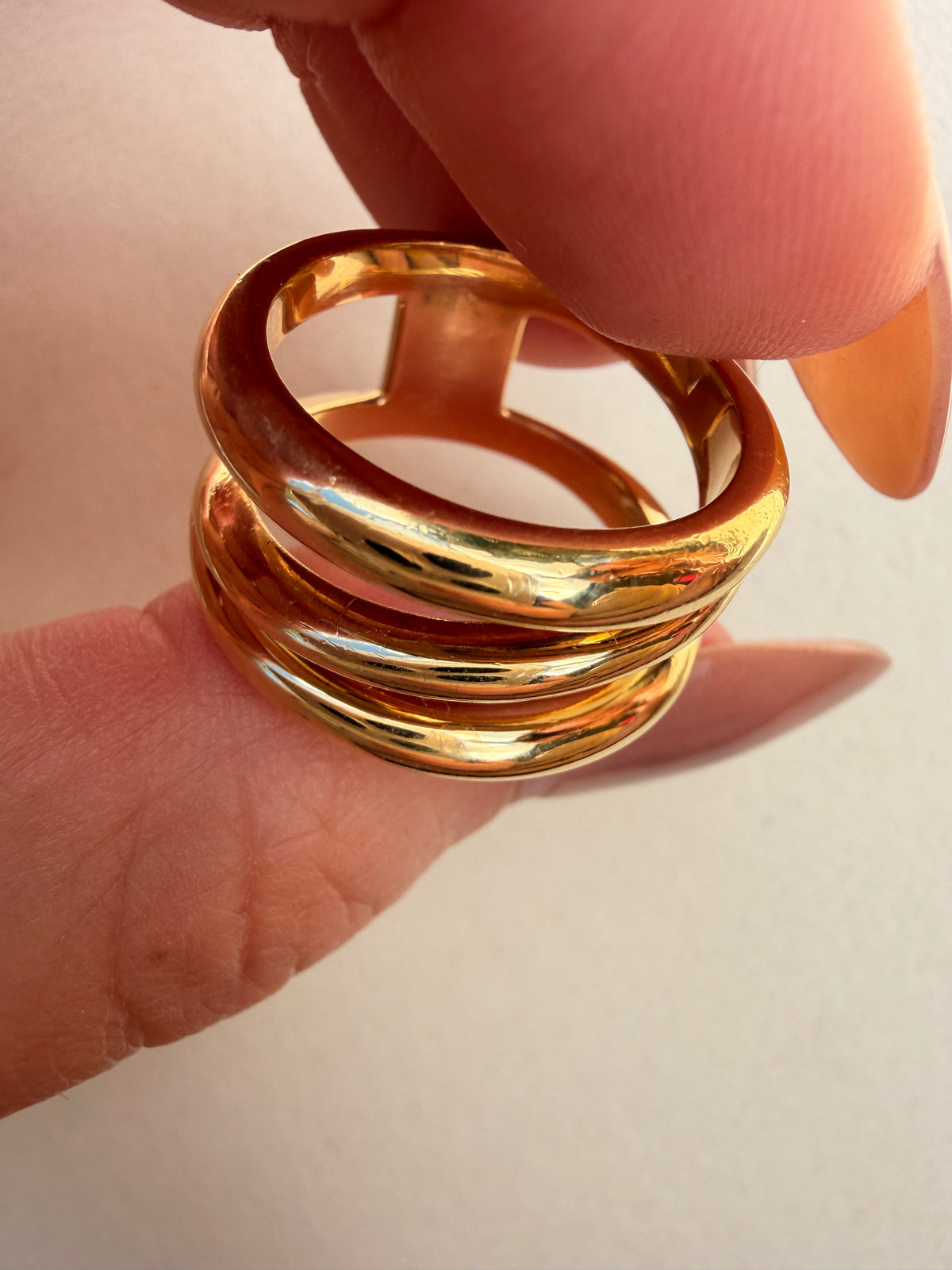 Vintage yellow 18K circa 1990s Tiffany and Co zig zag ring, size 6.75