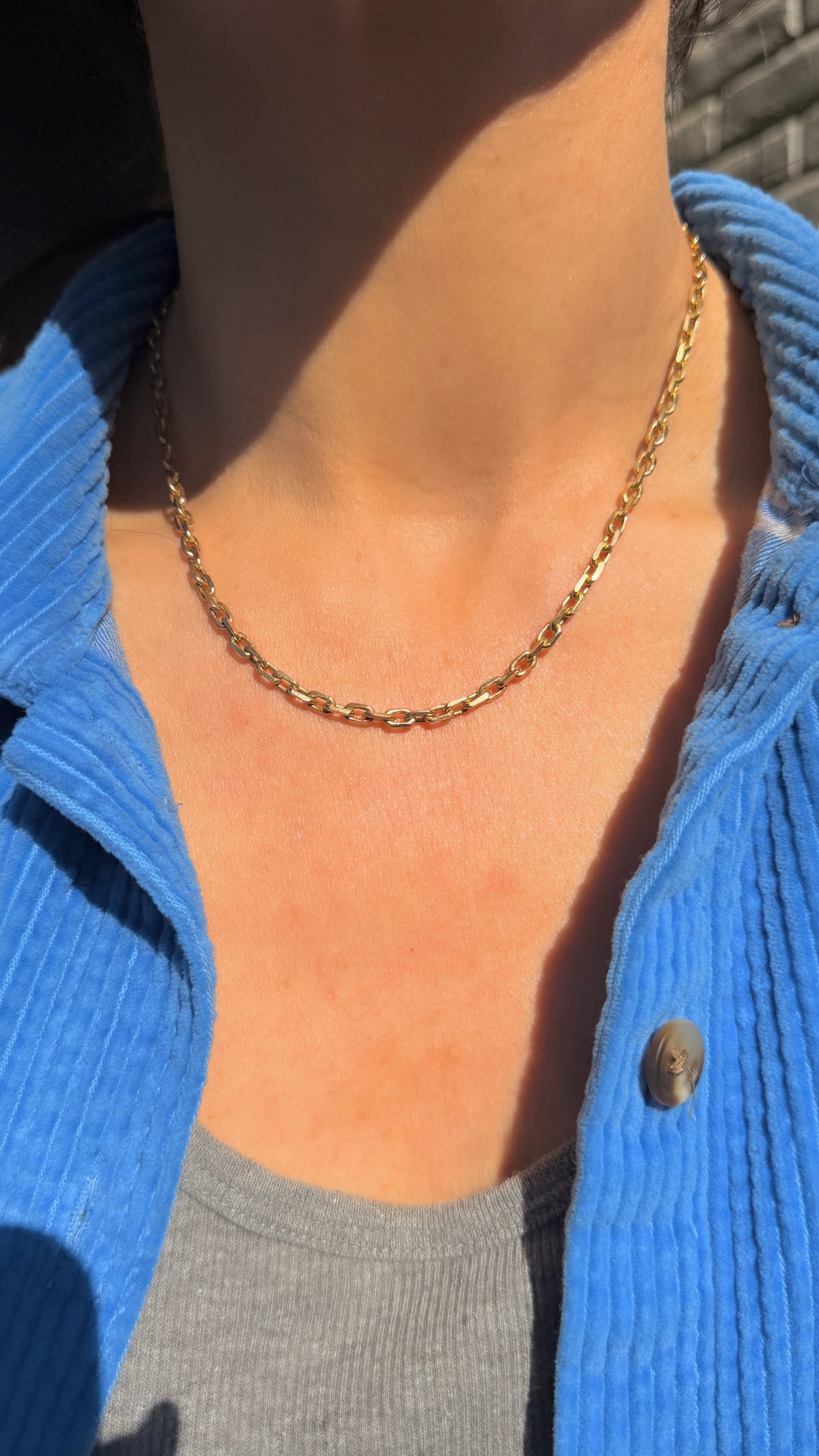 Vintage yellow 14K biker chain, 17 inch