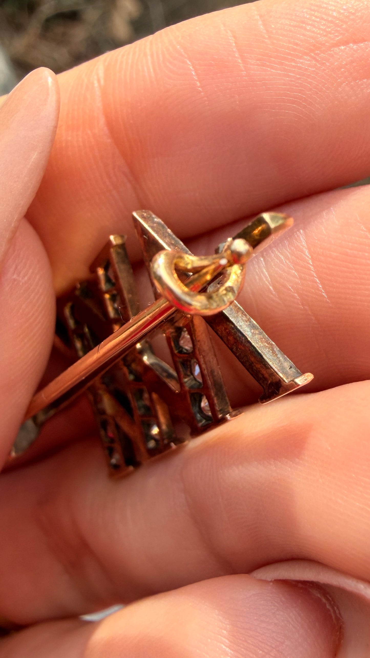 Antique yellow 14K XXV “25” 1.5ctw diamond brooch