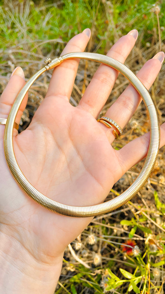 Vintage yellow 14K Cartier snake chain Tubogas collar chain, 15 inch