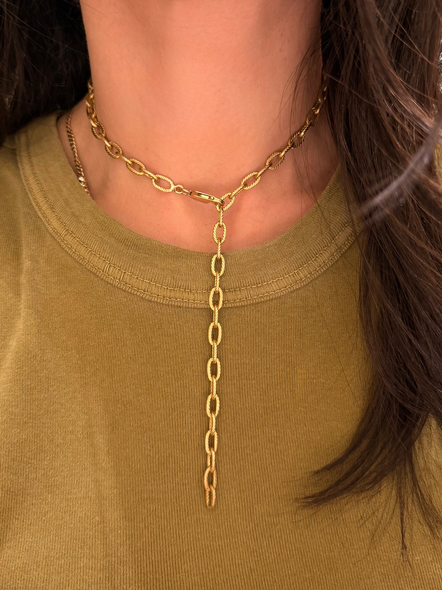 Vintage French 18K oval Boucheron link chain with lobster clasp, 18 and 5/8 inch