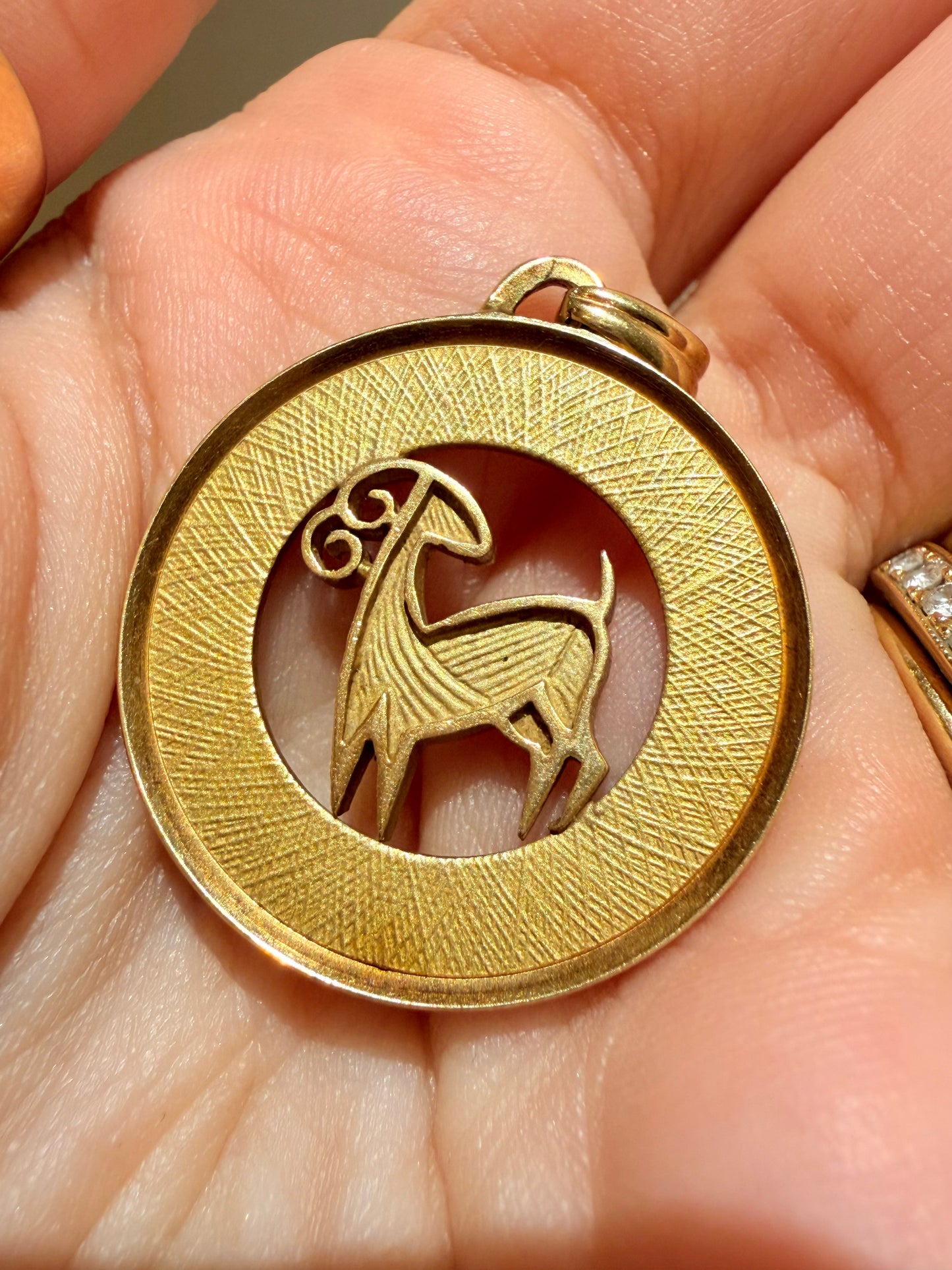 Vintage Yellow 14K gold Aries ram pendant