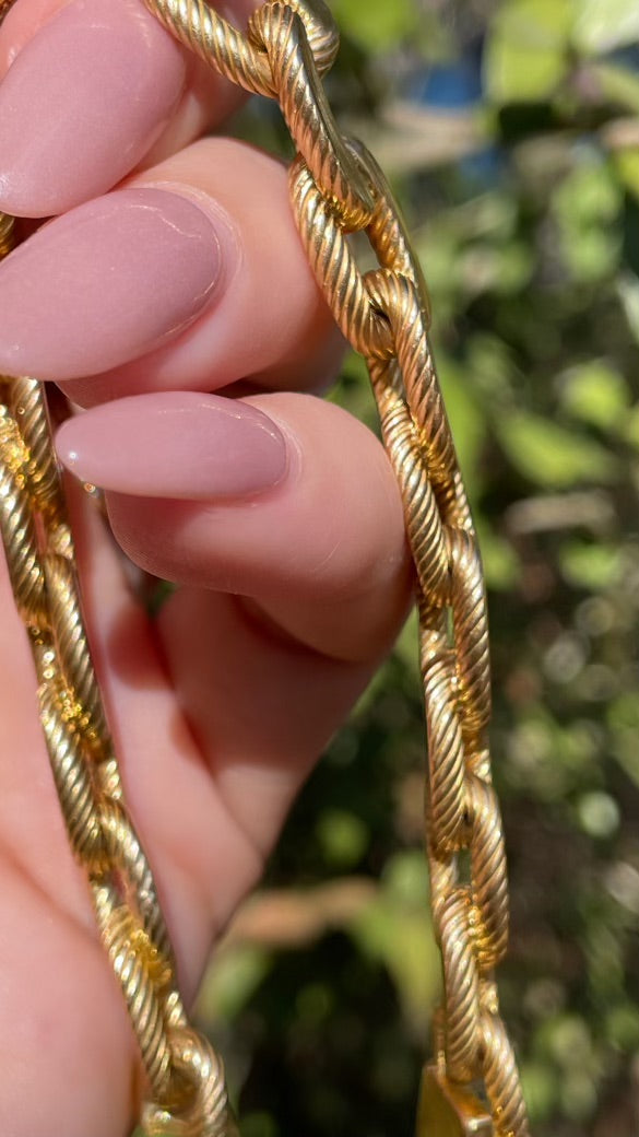 Vintage yellow 18K French Rollang fils et Cie link bracelet, 7.5 inch