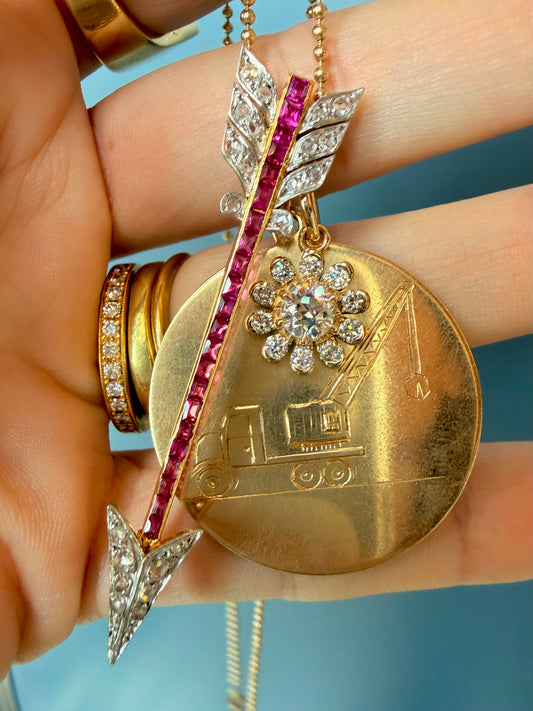 3GOG Natural Antique Diamond Garden Party Flower Pendant 14K - Release 2