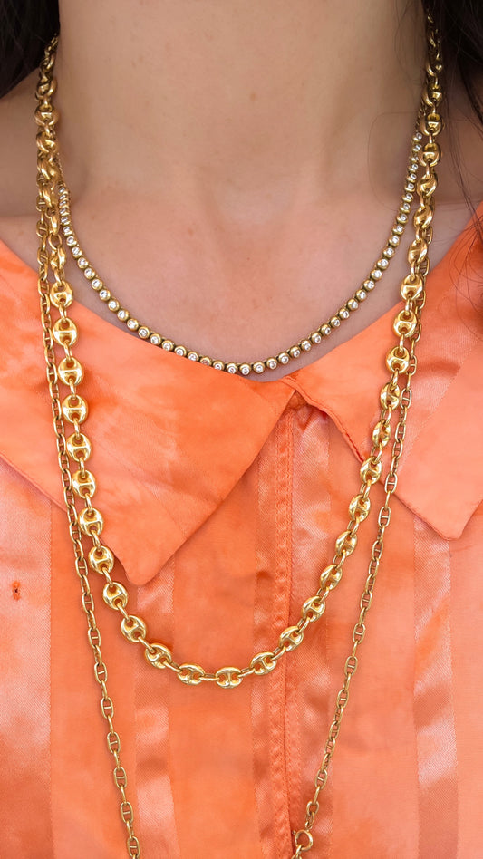 Vintage yellow 14K mariner link chain, 23.5 inch