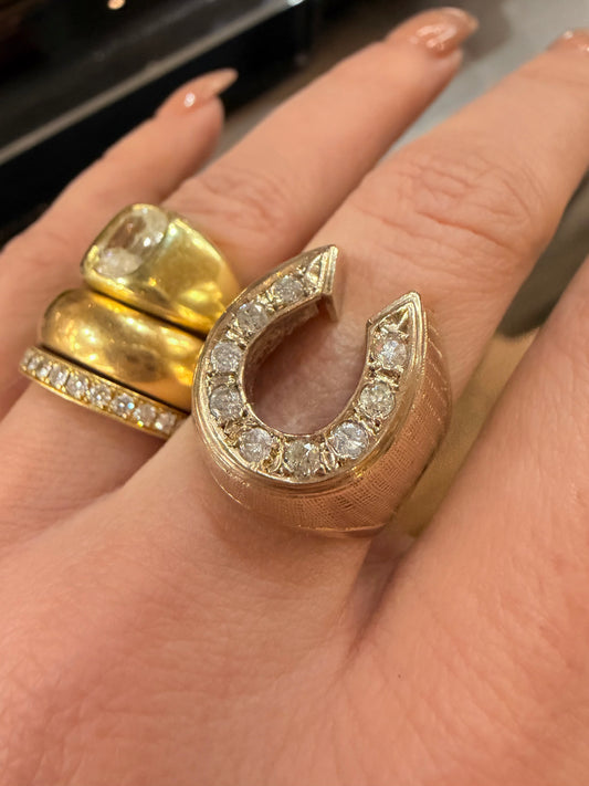[PRIVATE] Vintage 14K approx .36ctw diamond horseshoe ring, size 6.5-6.75