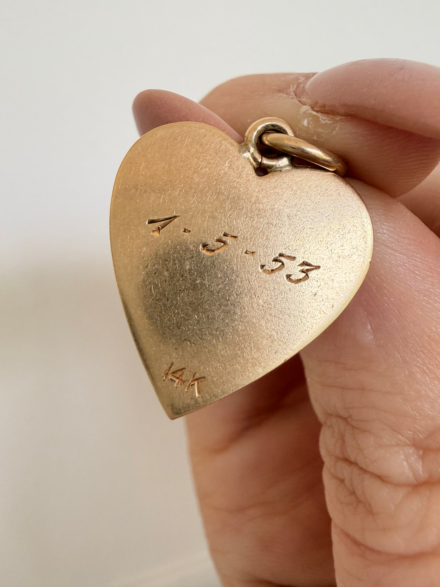 Vintage yellow 14K gold hand engraved name pendants