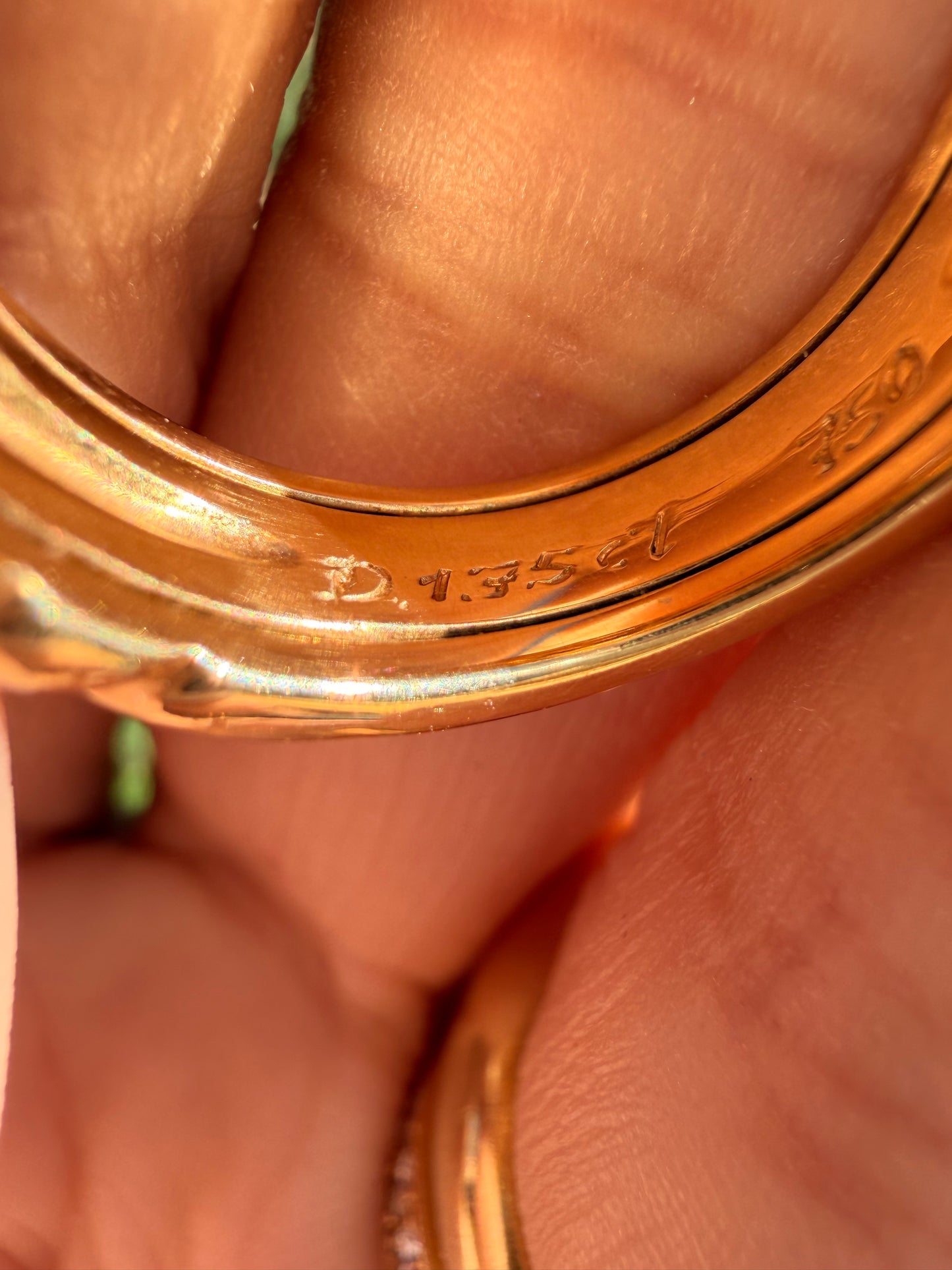 Vintage French 1.75 ctw Princess cut diamond convertible croissant ring, sz 6.25