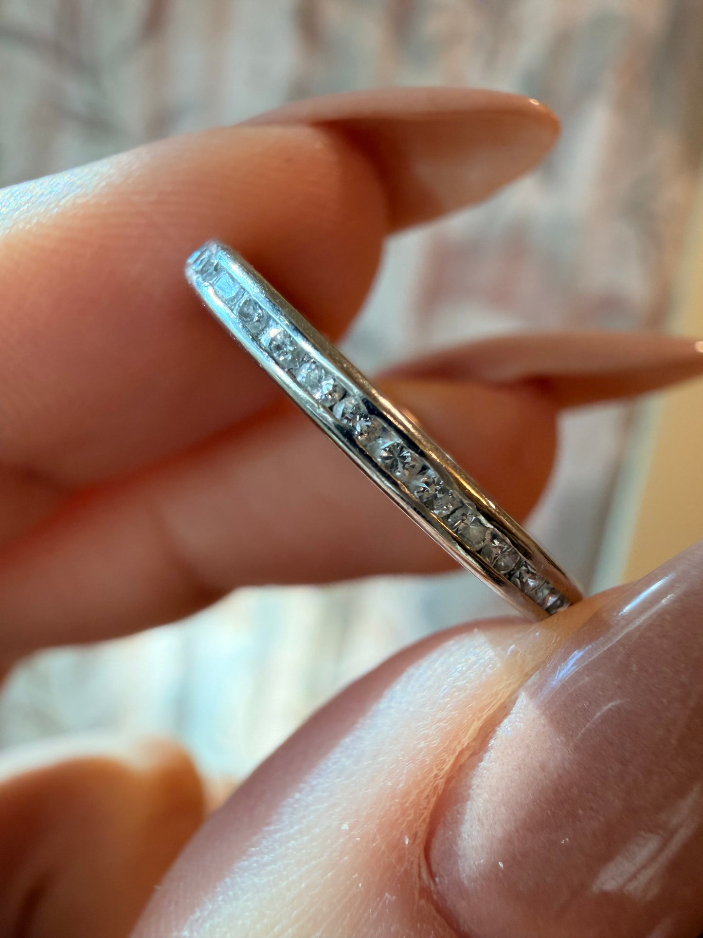 Vintage midcentury platinum Tiffany and Co .3ctw diamond eternity band, size 5.75