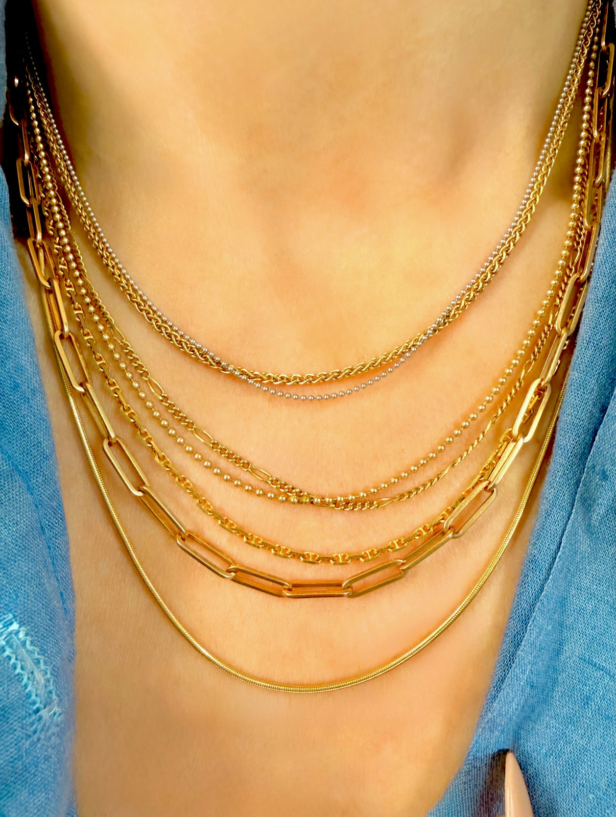 Vintage rosy 14K solid Paperclip chain, 18.5 inch