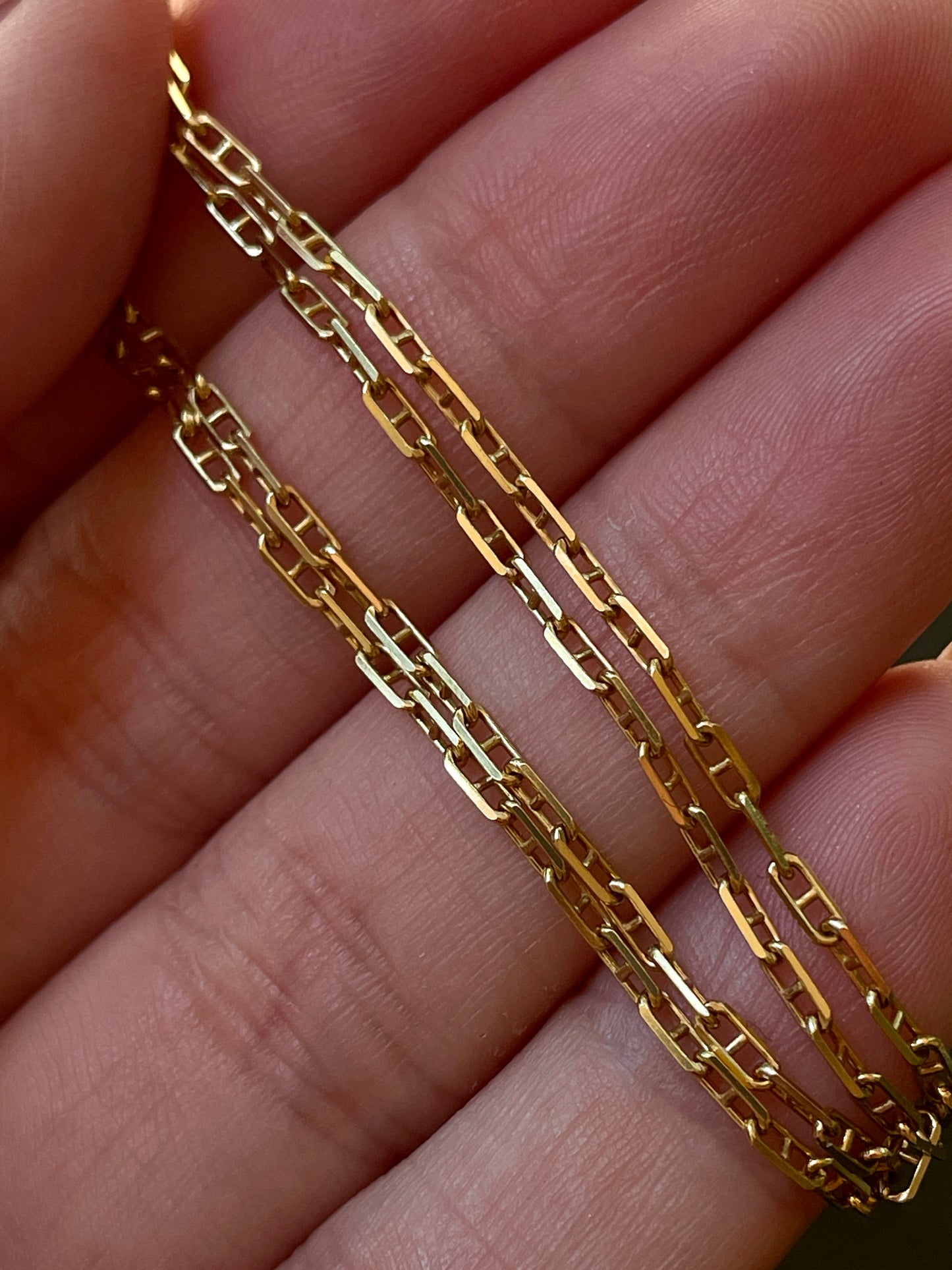 Vintage yellow 14K faceted mini mariner chain, 20 inch