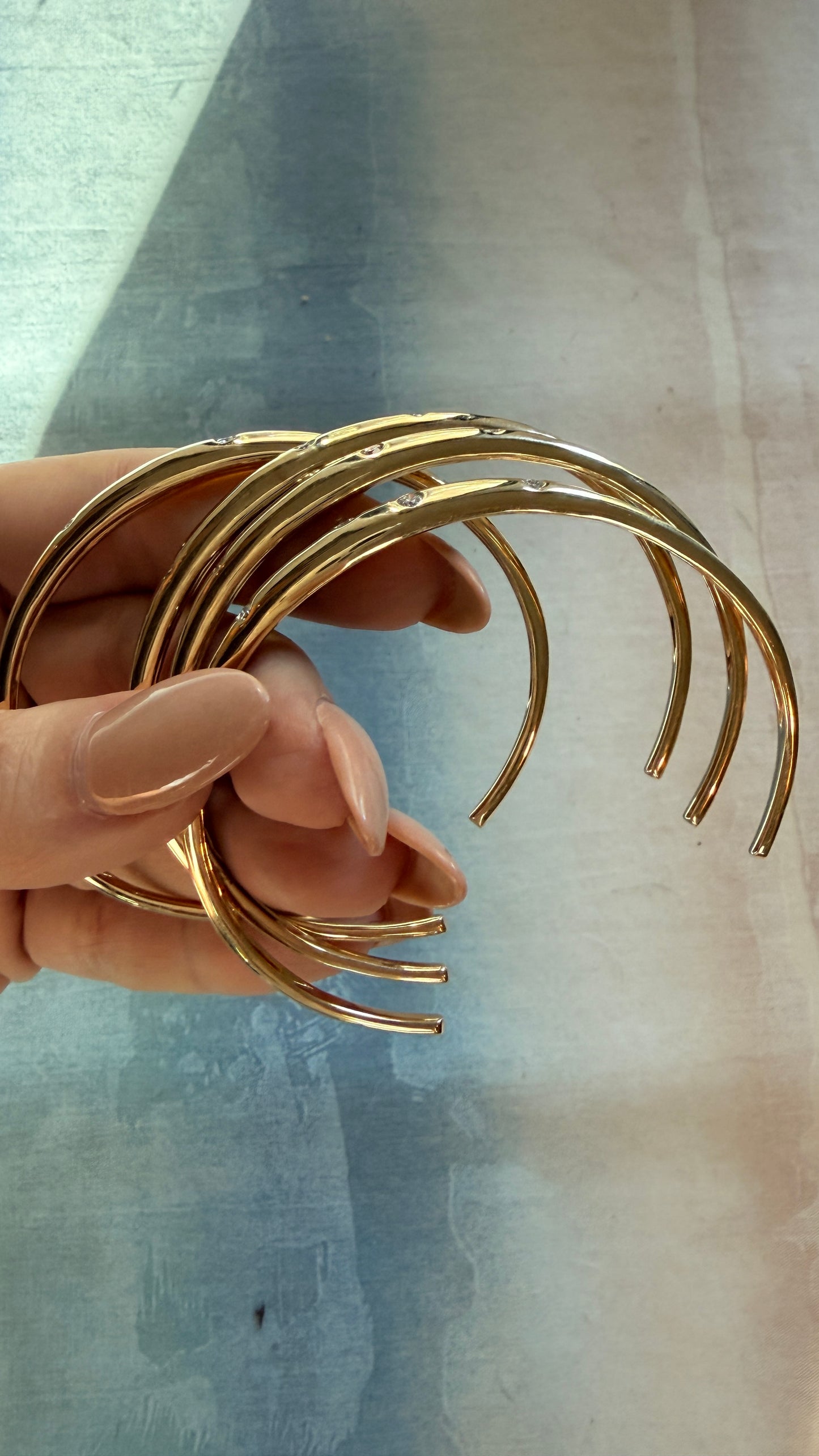 Vintage yellow 14K diamond cuff bracelets