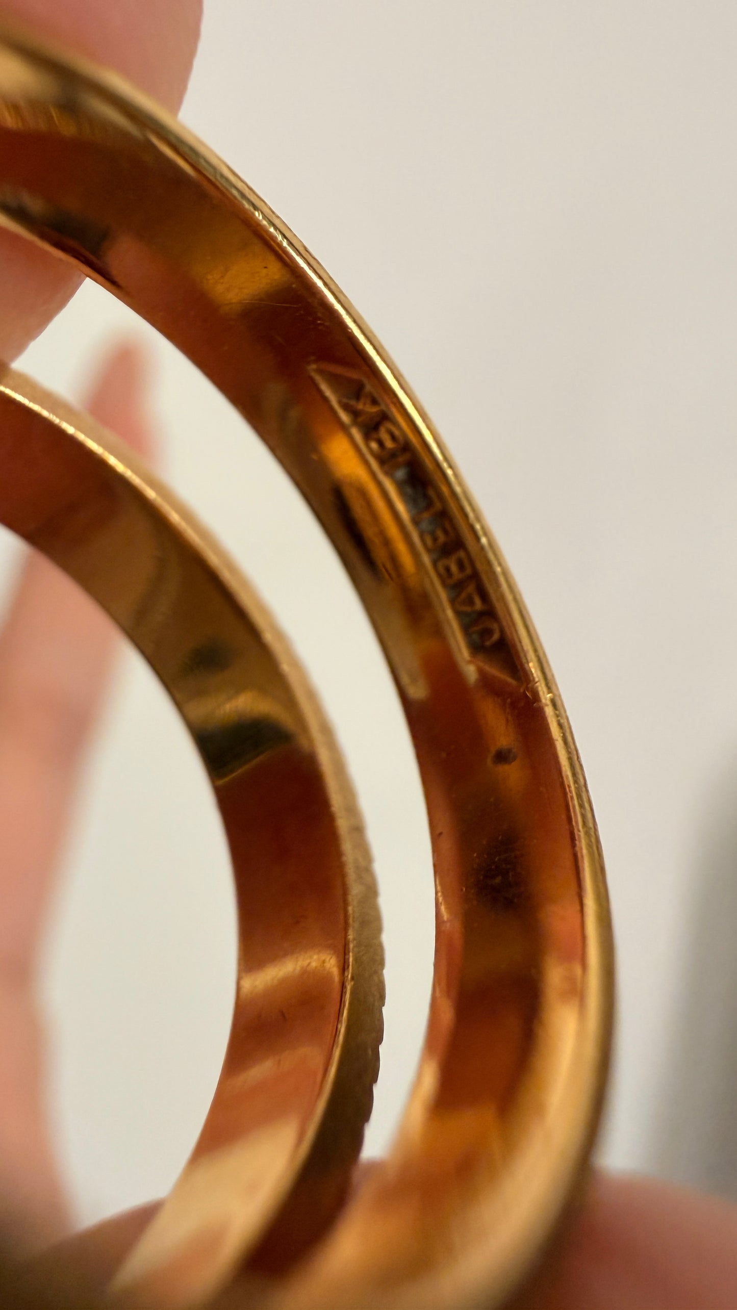 Vintage yellow 18K set of ring enhancer bands, size 6.5