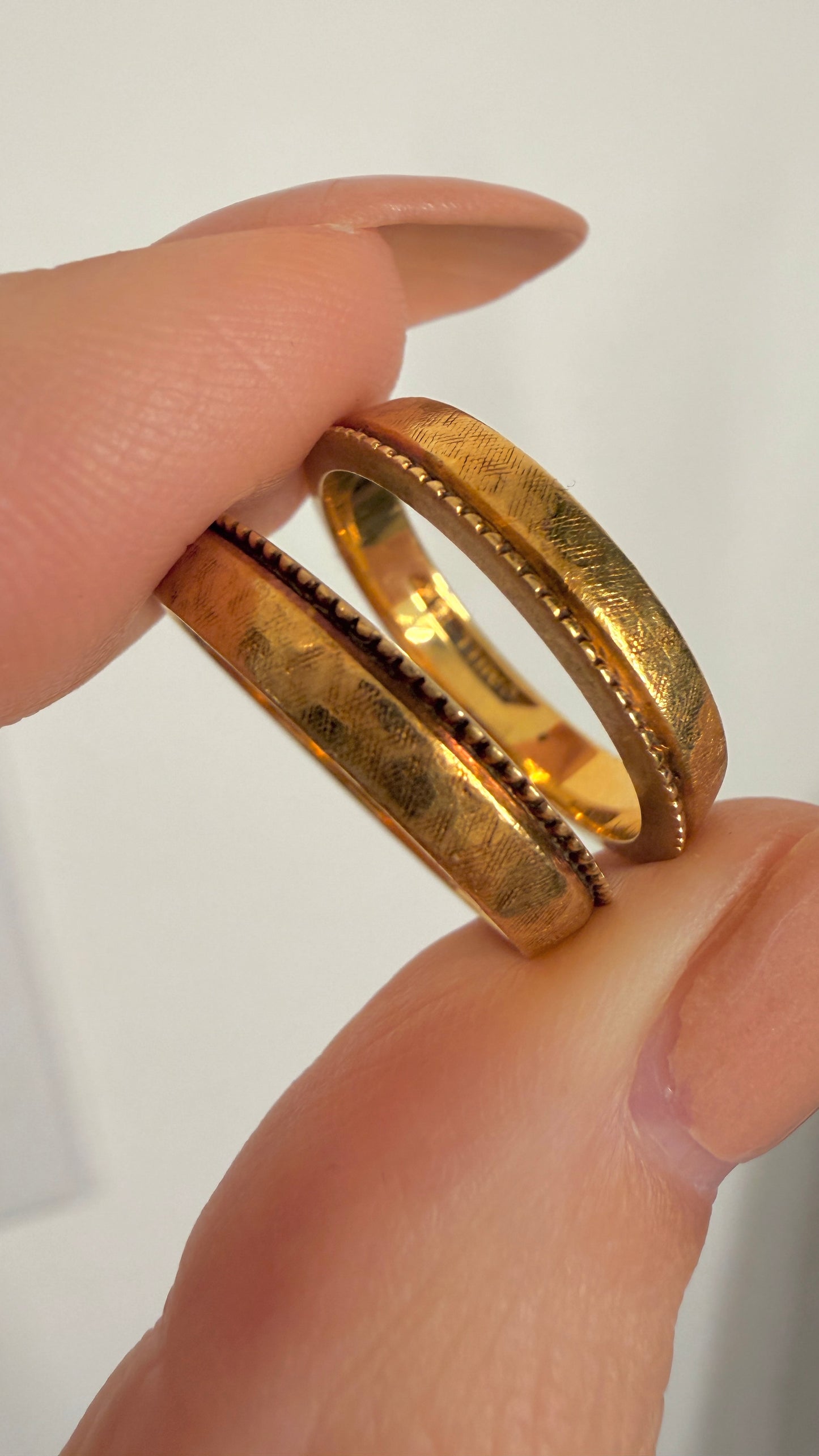 Vintage yellow 18K set of ring enhancer bands, size 6.5