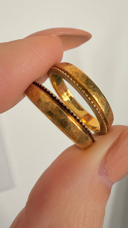 Vintage yellow 18K set of ring enhancer bands, size 6.5