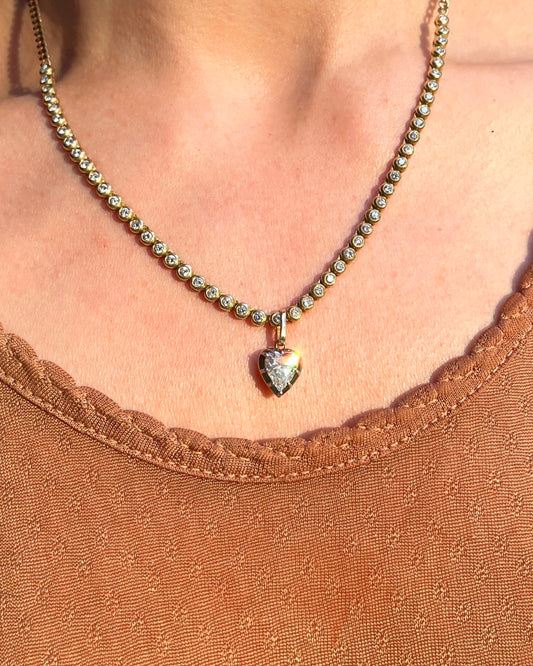 Estate yellow 18K with black rhodium 1.49ctw diamond heart pendant