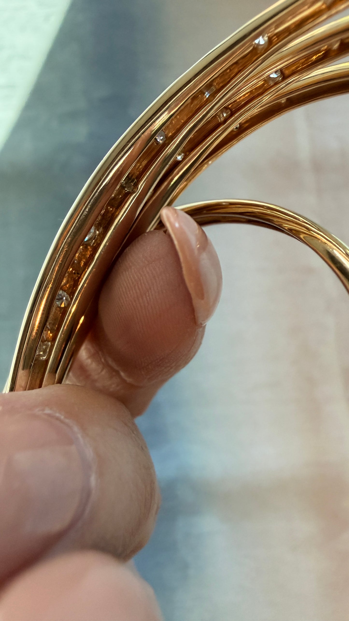 Vintage yellow 14K diamond cuff bracelets