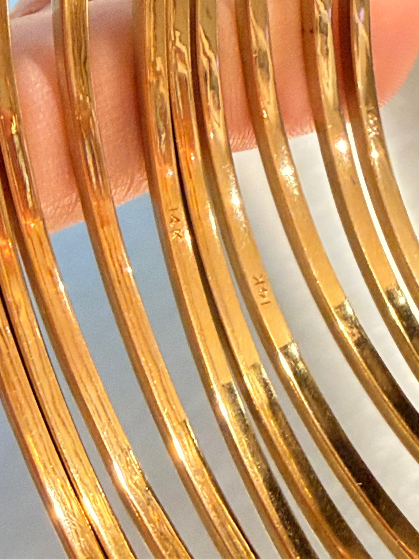 Vintage yellow 14K square edged bangles