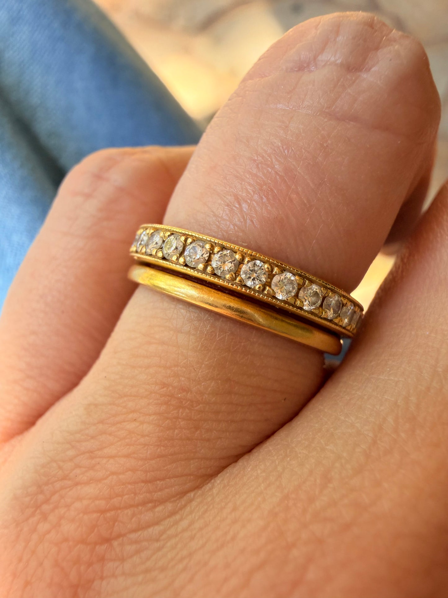 Vintage yellow 18K gold flat simple band, size 6