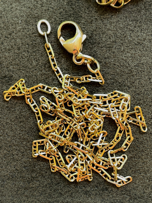 Vintage yellow 14K faceted mini mariner chain, 20 inch
