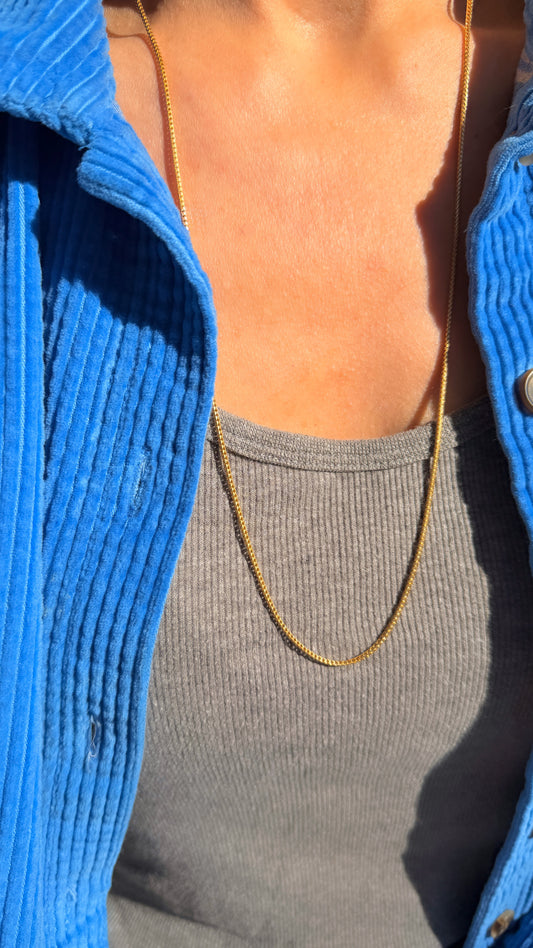 Vintage yellow 18K snake-like box chain, 27.25 inch
