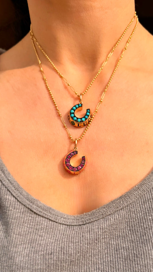 Vintage yellow 18K ball and oval link chain, 34 inch