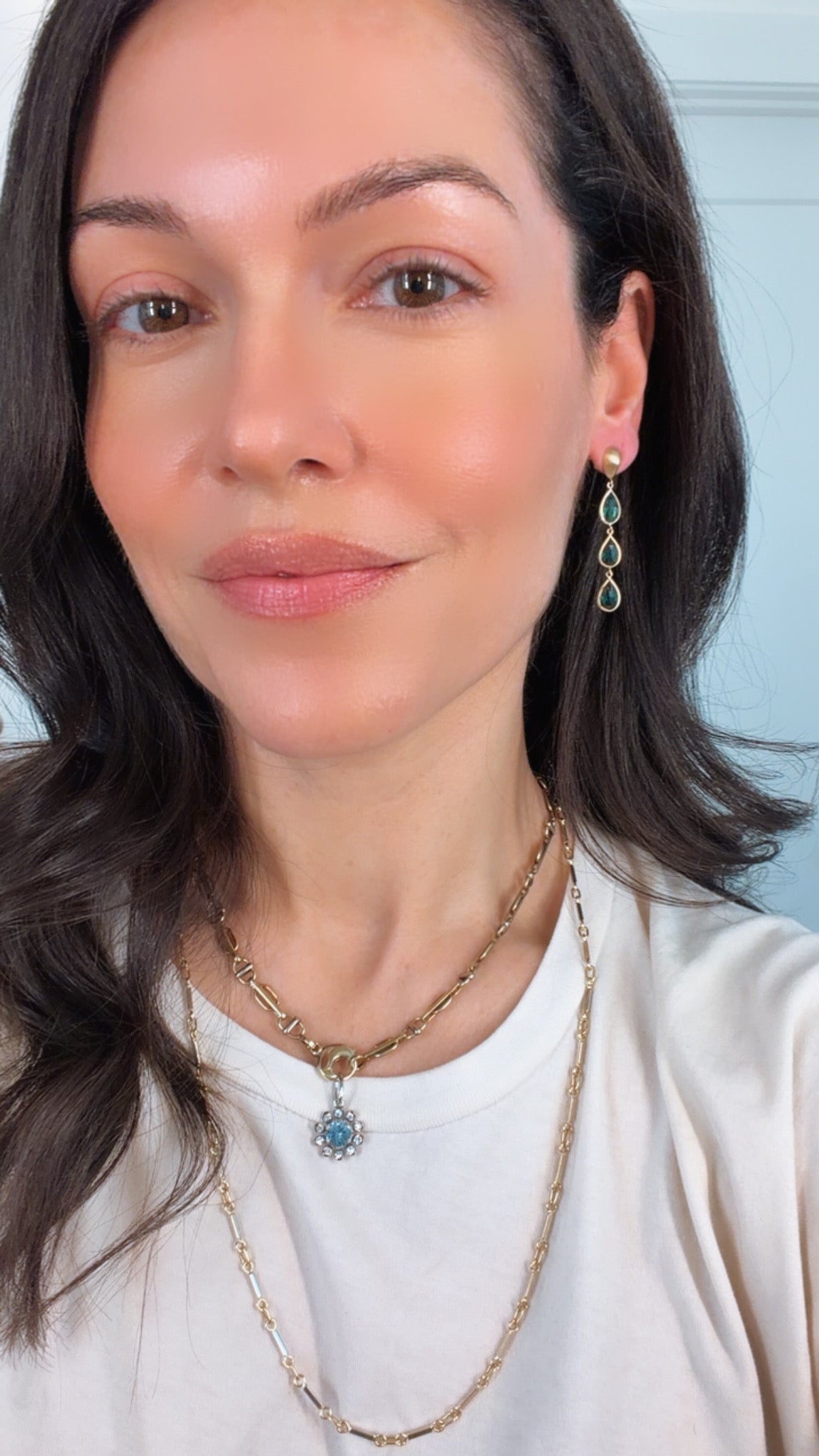 Vintage yellow 14K green tourmaline drop earrings