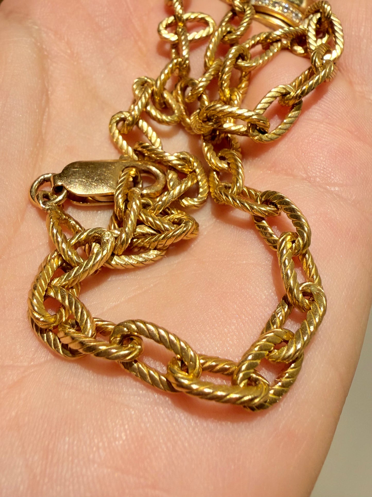 Vintage French 18K oval Boucheron link chain with lobster clasp, 18 and 5/8 inch