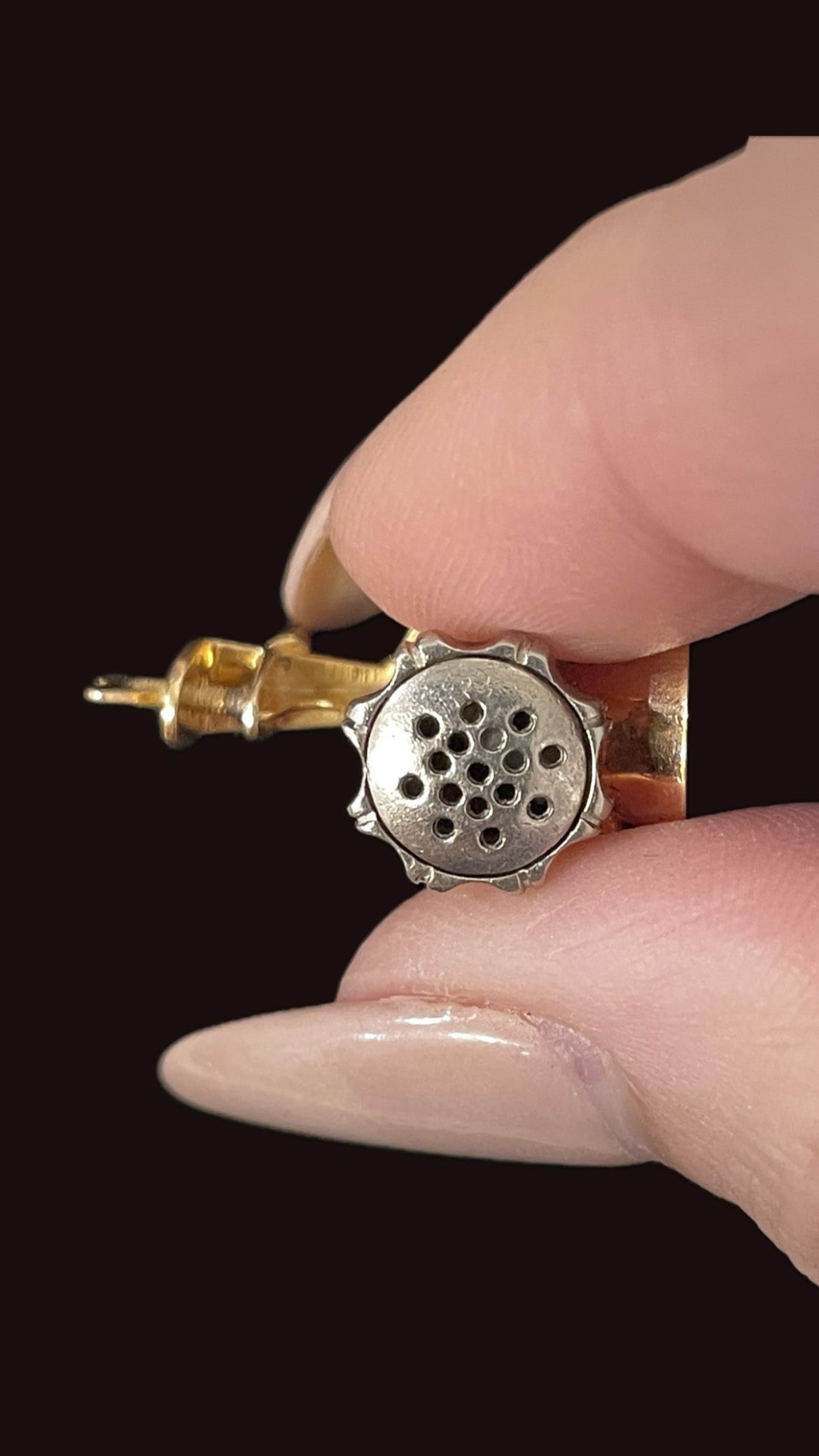 Vintage yellow and white 18K articulated meat grinder charm