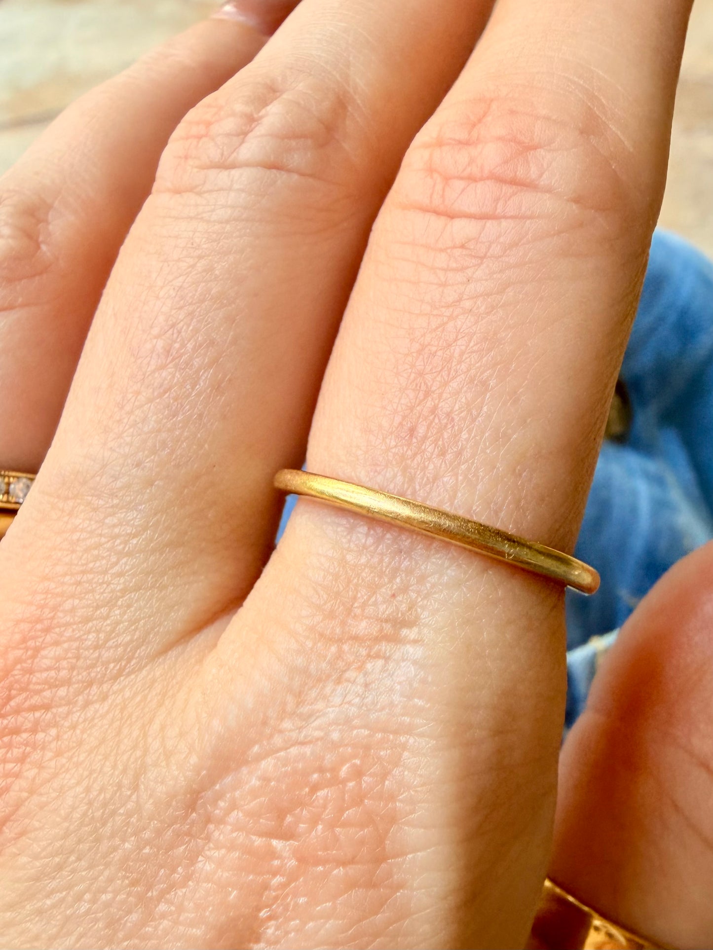 Vintage yellow 14K flat saucer band, size 8.75