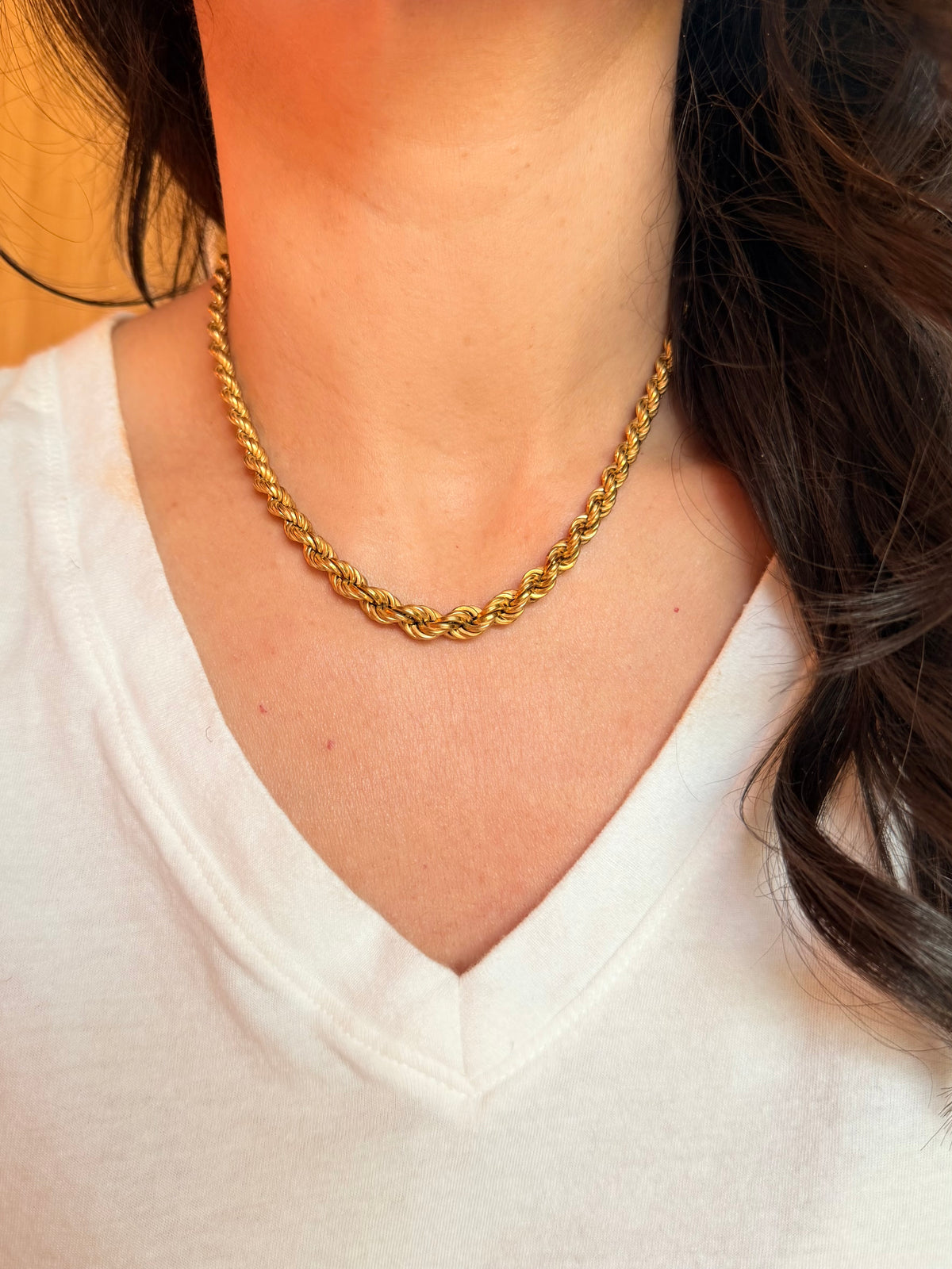 Vintage yellow 14K gold UnoAerre graduated rope chain, 16 inch