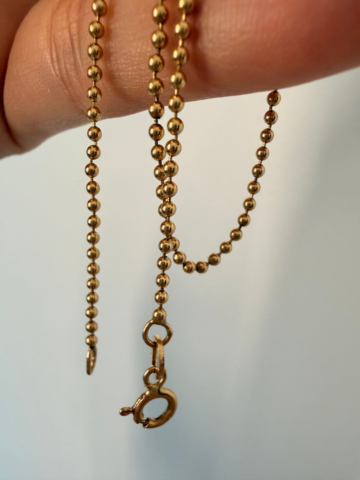 Vintage yellow 14K Ball chain, 17 and 1/8 inch