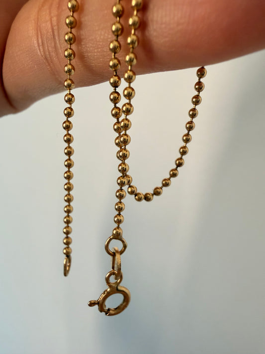 Vintage yellow 14K Ball chain, 17 and 1/8 inch