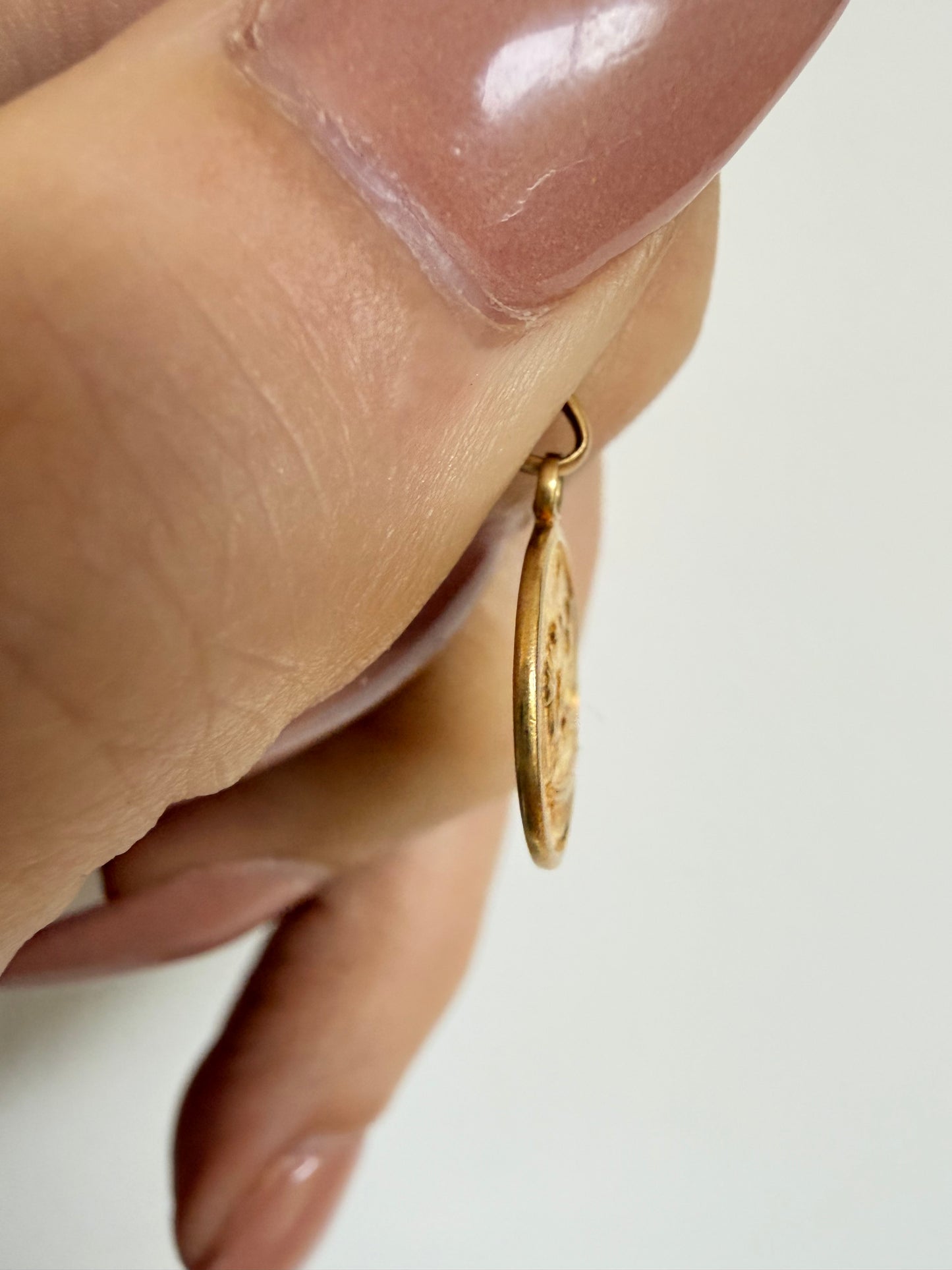 Vintage yellow 18K Baptism mini medal charm