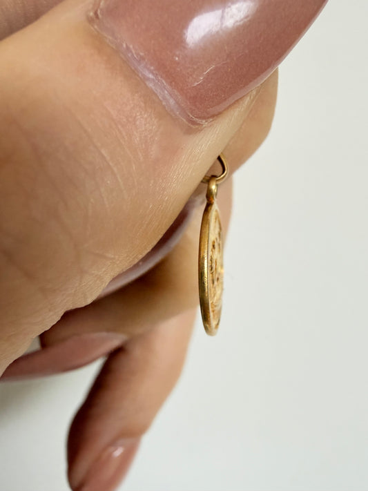 Vintage yellow 18K Baptism mini medal charm