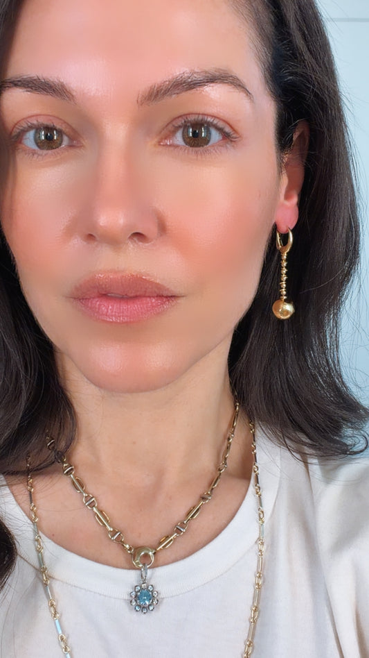 Vintage yellow 18K Pomellato ball chain earrings