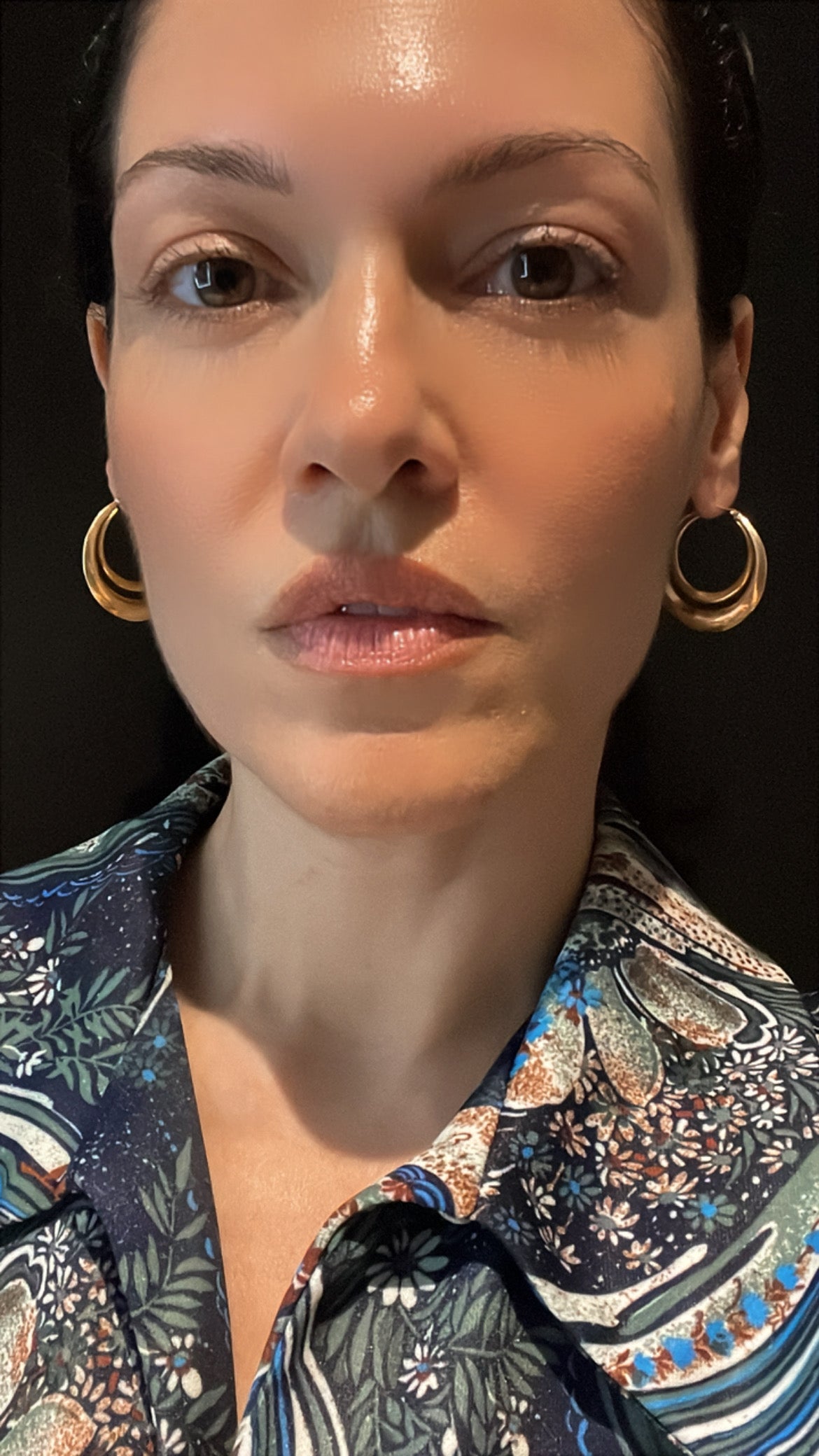 Vintage yellow 18K double hoop earrings