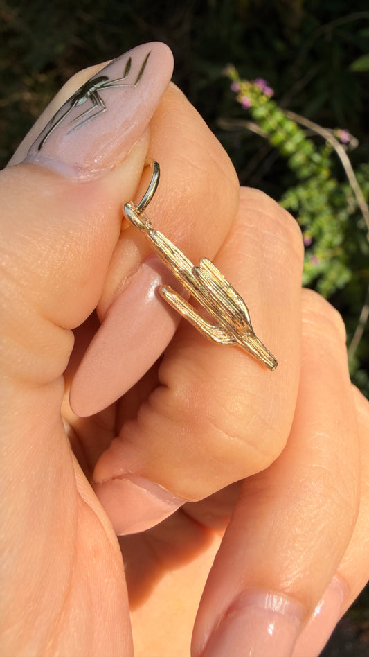 Vintage yellow 14K saguaro cactus charm