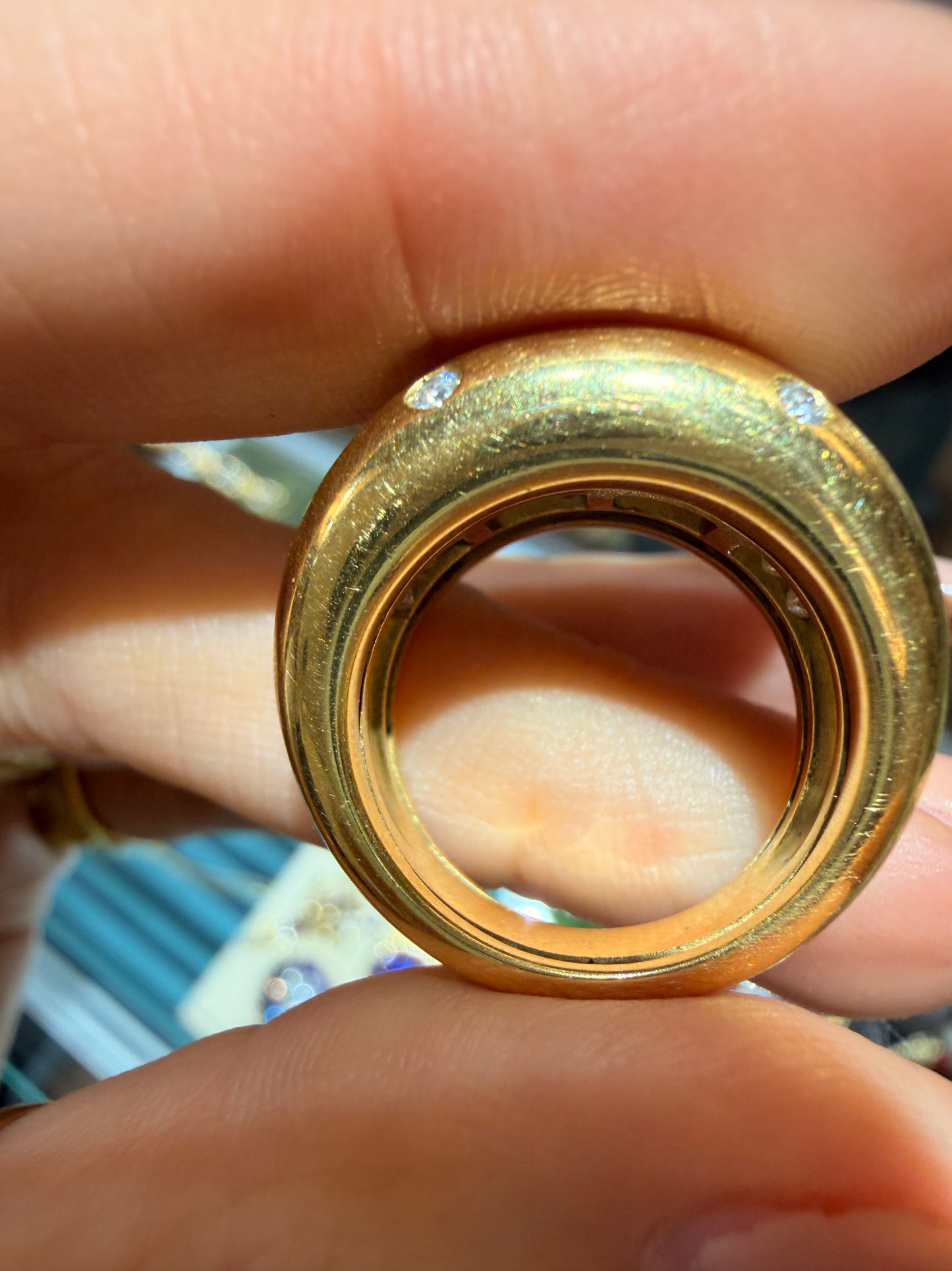 Vintage yellow 18K approx 1.2ctw convertible ring, size 5.75