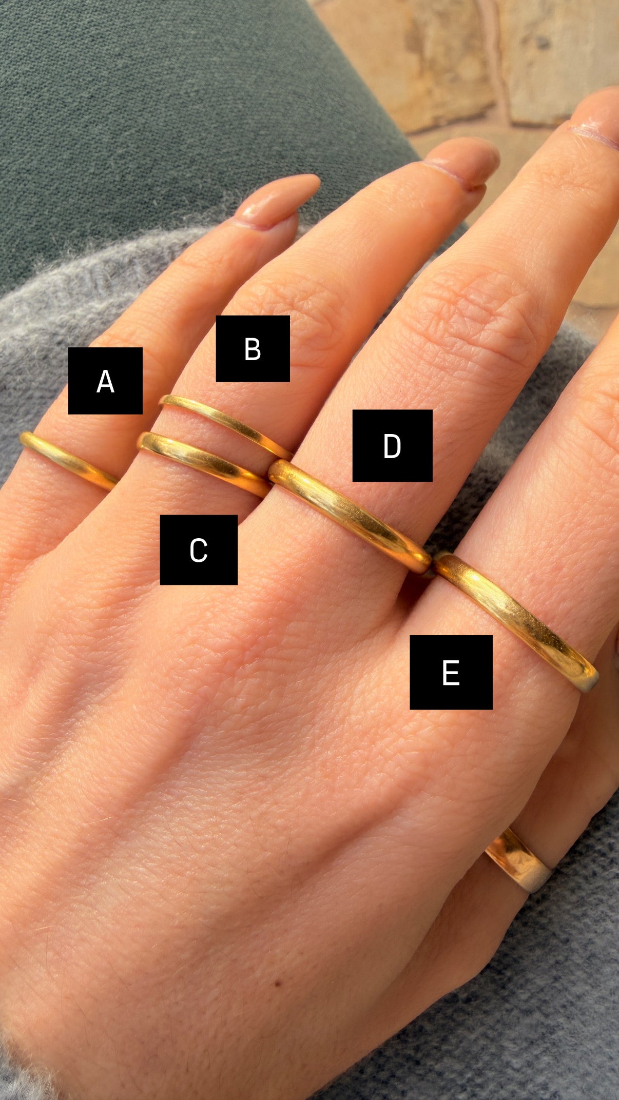 Vintage yellow 18K stacker bands (some French)