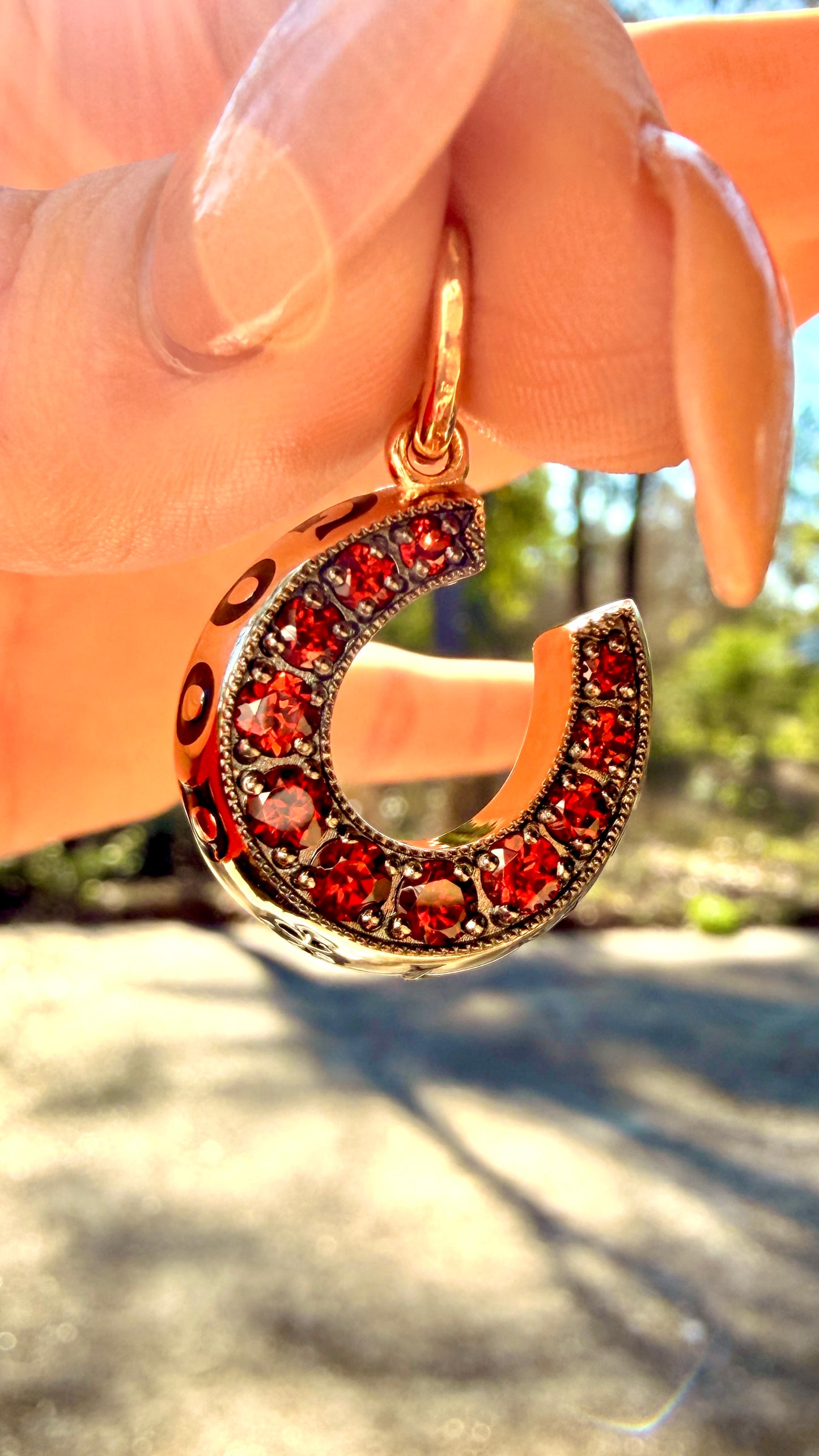 3GOG original yellow 14K Good Luck Garnet Horseshoe - Ready to ship