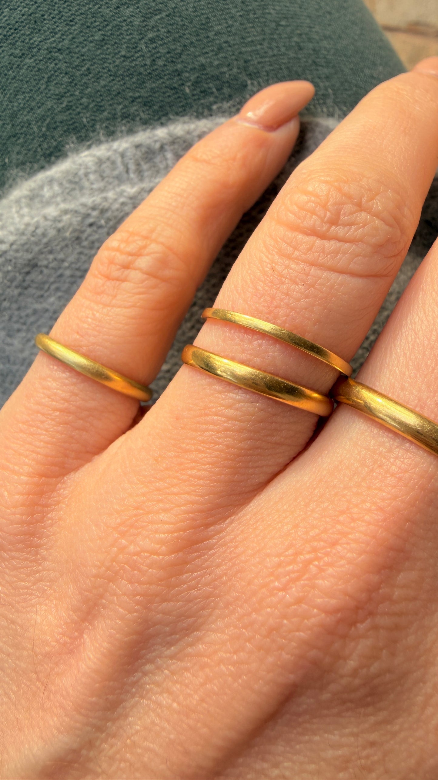 Vintage yellow 18K stacker bands (some French)