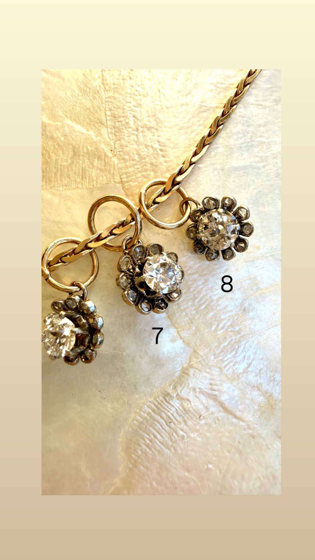 Antique 18K gold diamond flower charms