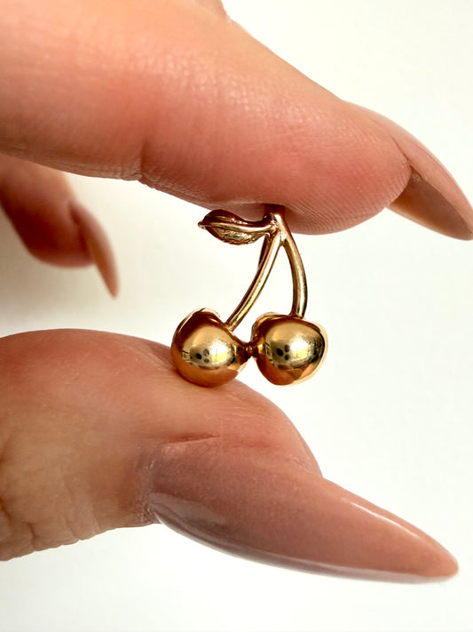 Yellow 14k gold cherries charm