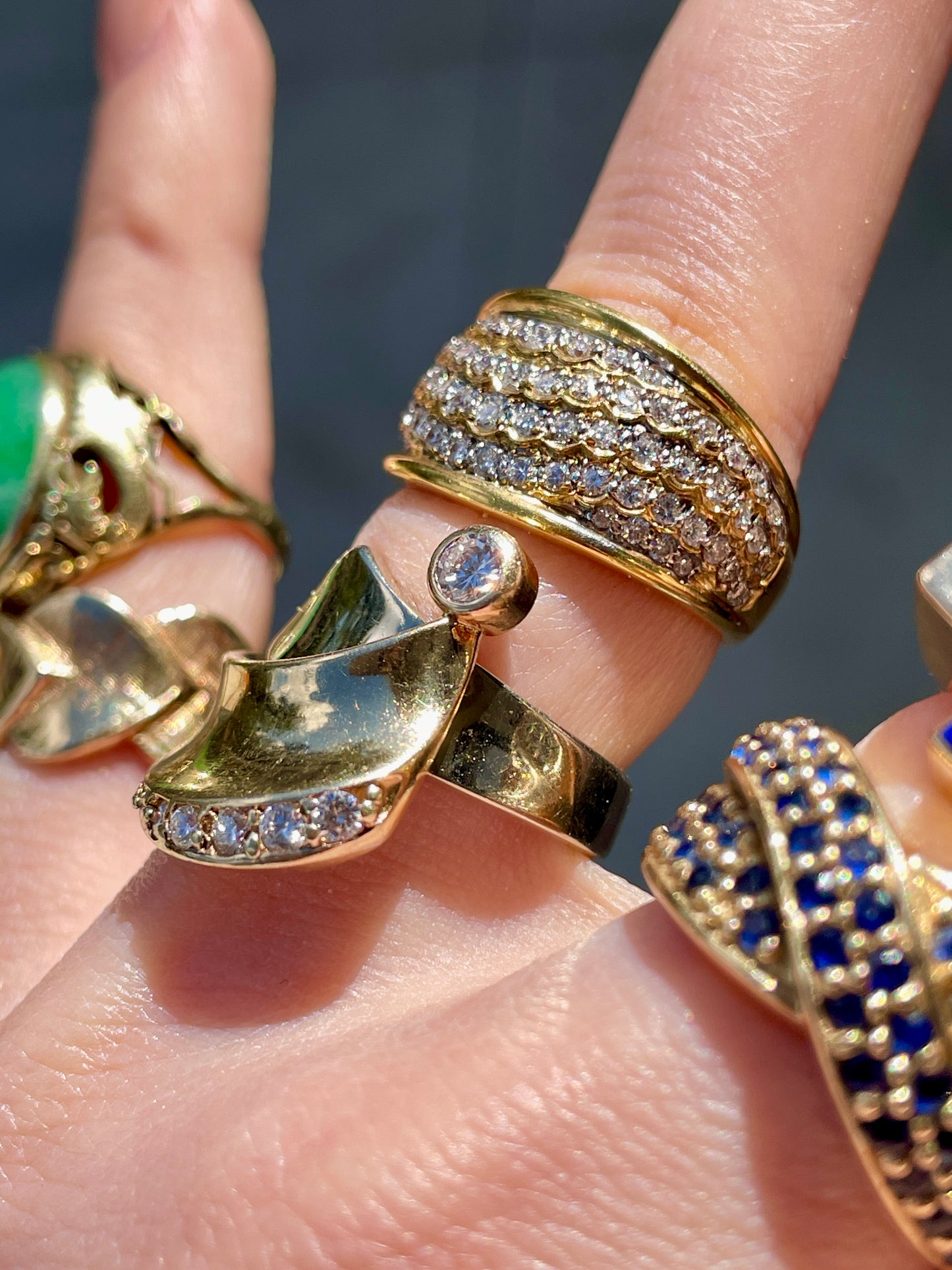 [PRIVATE] Vintage yellow and white 14K approx .38 ctw diamond wrap ring, size 6.25