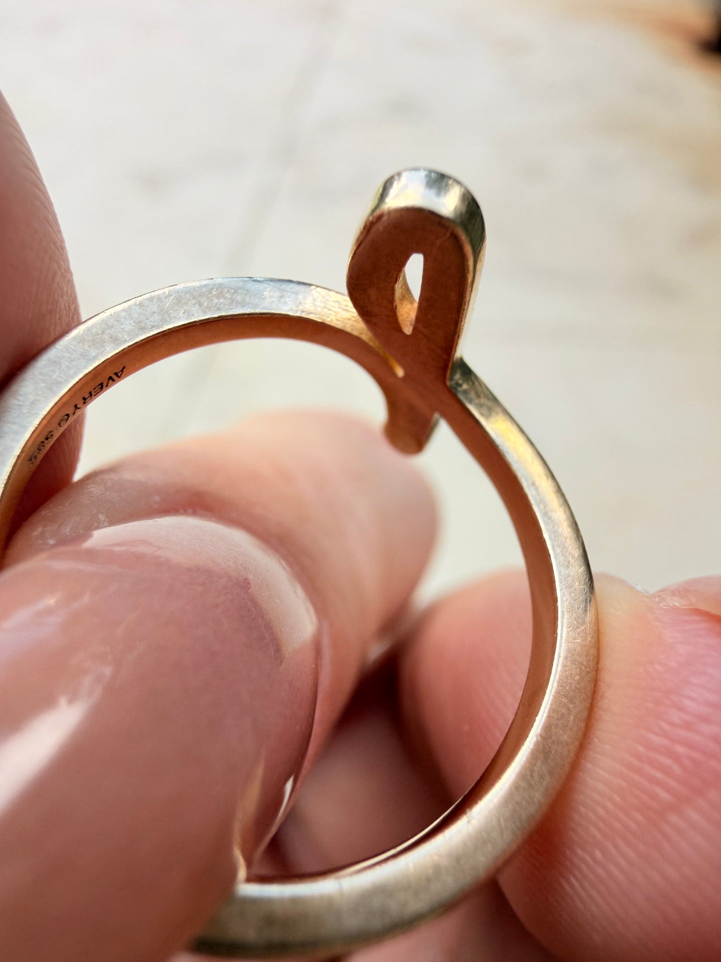 Vintage yellow 14K gold letter J ring, size 6.75