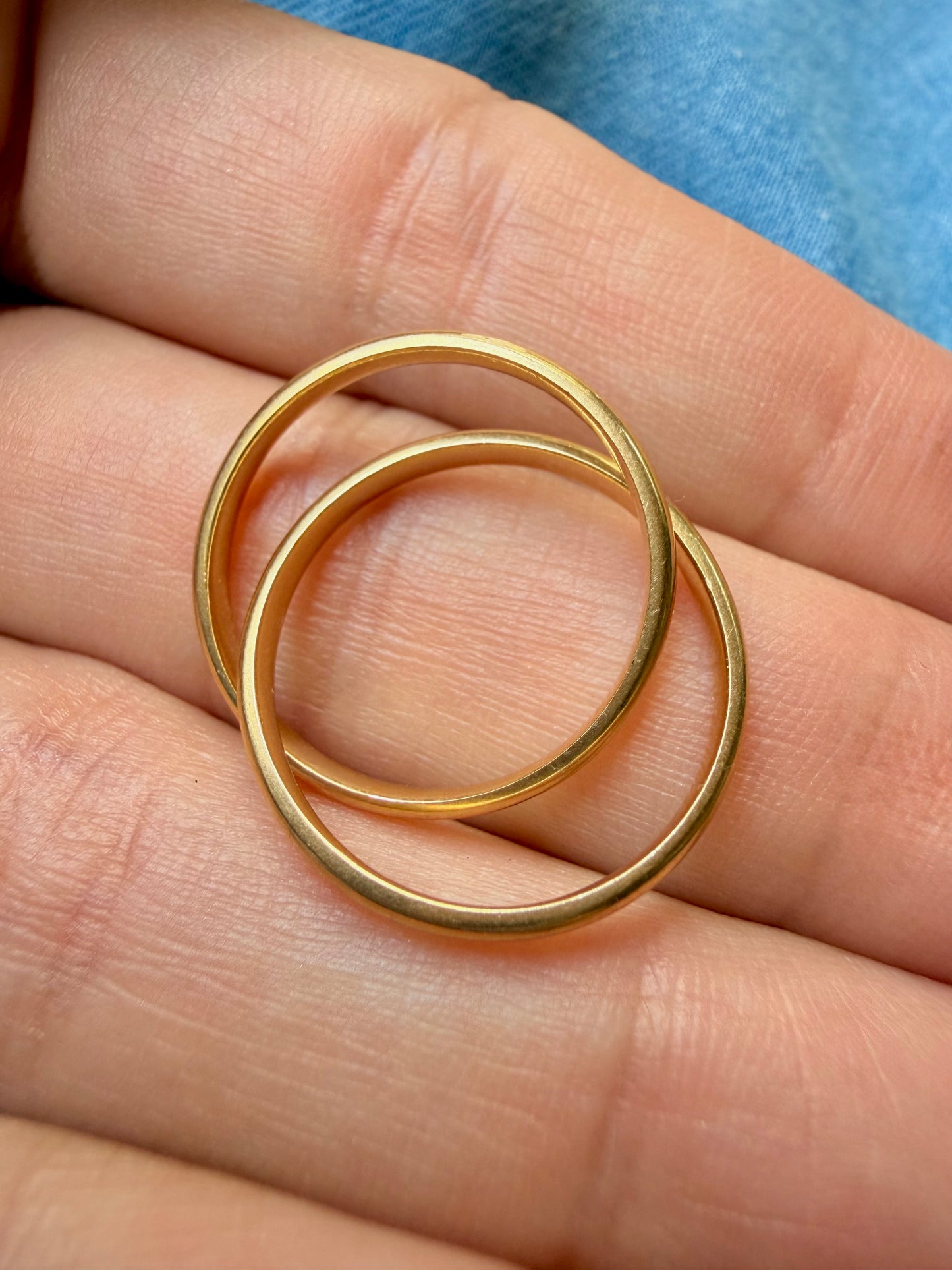 Vintage yellow 14K double rolling bands, size 6.5