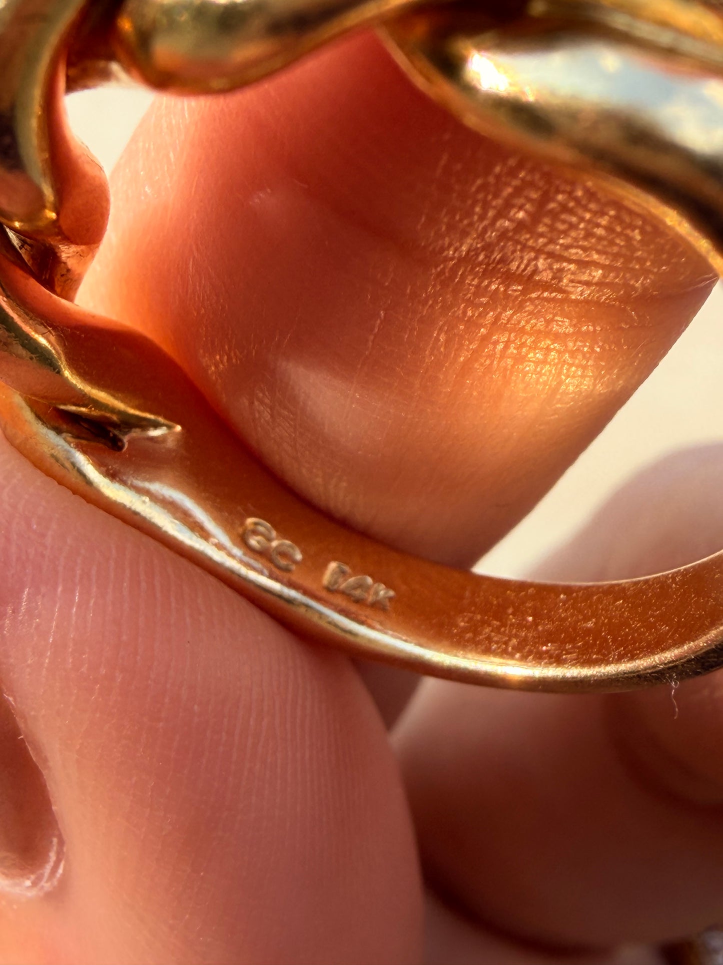 Vintage yellow 14K gold and approx .52 ctw diamond chunky twist ring, size 9.75